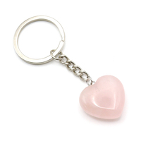 Porte-clés en cristal de pierre précieuse naturelle en forme de cœur pour cadeau de la Saint-Valentin, guérison, amour, protection, énergie, accessoire de sac à bagages de voyage, charme