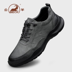 Chaussures de sport décontractées en cuir de vache véritable pour homme, légères, antidérapantes, avec fermeture élastique, résistantes à l'usure, toutes saisons, OEM - Product Image 4