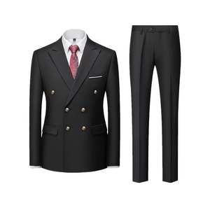 Abito da uomo di lusso personalizzato OEM, taglia XL, per <span class=keywords><strong>sposo</strong></span>, 2 pezzi, giacca e pantalone, <span class=keywords><strong>doppiopetto</strong></span>, con cerniera, stampa piatta, in tessuto pettinato, per matrimonio - Product Image 4