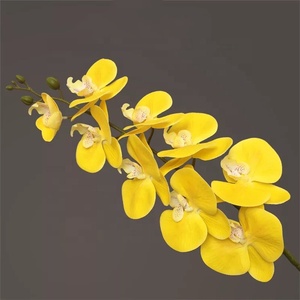 Orquídea Artificial M022, 9 cabezas, color morado, amarillo <span class=keywords><strong>y</strong></span> blanco oscuro, flor de Orquídea Real, seda de látex, orquídea para decoración del hogar <span class=keywords><strong>y</strong></span> boda - Product Image 6
