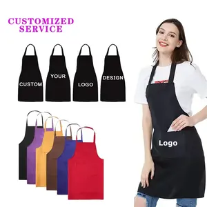 Celemek cetak Logo kustom memasak dapur kafe poliester katun MOQ rendah