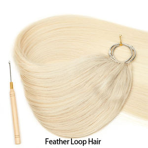 सुनहरे बालों वाले पंख मानव बालों का विस्तार सीधे 16 "18" 20 "22" हाथ को सैलून की आपूर्ति के लिए - Product Image 3