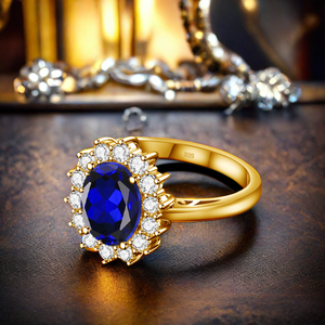 แหวนเงินแท้ 925 ชุบทอง 18k สไตล์วินเทจ สำหรับงานแต่งงาน งานเลี้ยงฤดูหนาว ประดับไพลินแบบเจ้าหญิงไดอาน่า ขายส่ง - Product Image 2