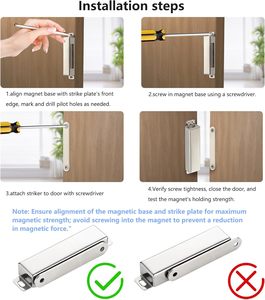 Loquet de porte <span class=keywords><strong>magnétique</strong></span> robuste-Force de traction de 90lb, acier inoxydable, antirouille - Product Image 5