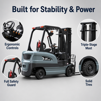 Forklift Listrik 1-2 Ton 4WD Baterai Lithium-Ion Bersertifikasi CE Counterbalance Gudang Kompak Motor AC Pendek Elektrik