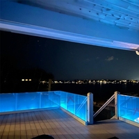 Système de garde-corps en verre pour escalier moderne sans cadre HDSAFE, avec pince en aluminium, éclairage LED extérieur pour balcon et sol, pour bâtiment