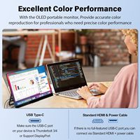 Moniteur OLED portable 4K 14 pouces, écran UHD haut de gamme 100% DCI-P3 pour ordinateur portable, commutateur téléphonique MAC, USB-C pour interface HDMI