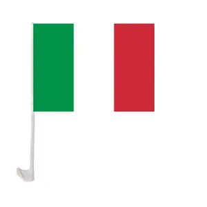 Customized Promotion Italian Flag 100% Polyester 30*45cm Car Window Flag Italy With Plastic Pole