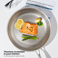 Wajan Goreng Titanium Murni Anti Lengket Tanpa Lapisan, Bebas PFAS, Anti Karat, dengan Gagang Stainless Steel untuk Dapur