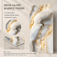 Panneau mural en PVC haute brillance MORLENX, imitation marbre veiné gris et blanc, pour projets hôteliers de luxe