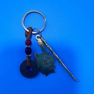 Llavero de cuerda marrón con monedas de los Cinco Emperadores de latón, accesorios de monedas de cobre con cuerda amarilla, colgante para coche, adorno portátil, regalo creativo - Product Image 2