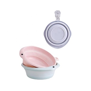 Household Multi-functional Simple Folding Vegetable Wash Basin Candy-colored Silicone Portable Travel Basin Plastic Water Basin