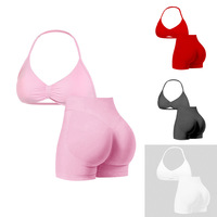Ensemble de yoga sans couture pour femme, le plus vendu : Soutien-gorge de sport dos nu et short taille haute push-up