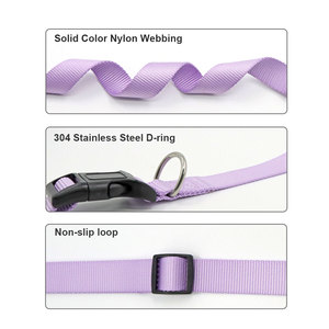 Solid Purple Nylon <b>Dog</b> <b>Collar</b> Adjustable Buckle Closure Simple Style All Seasons for <b>Dogs</b> - Product Image 4