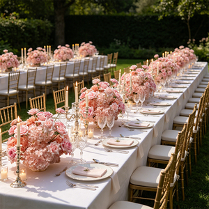 Centro de Mesa Floral Artificial Moderno Hecho a Mano en Tono Degradado Rosa Nude para Recepción de Boda o Cena - Product Image 3