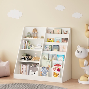 ชั้นวางหนังสือเด็ก 4 ชั้น สไตล์ร่วมสมัย ทำจาก MDF พร้อมที่เก็บของเล่นอเนกประสงค์ ชั้นวางโชว์หนังสือสำหรับห้องเด็กและห้องเล่น - Product Image 2