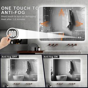 Rectangular Backlit <b>Mirror</b> Bathroom 24x36 Inch Led <b>Lighted</b> <b>Vanity</b> <b>Mirror</b> With Touch Controls For Modern Bathrooms - Product Image 6