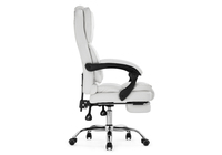 Chaise de bureau en cuir synthétique matelassé blanc - Chaise de direction ergonomique inclinable avec repose-pieds