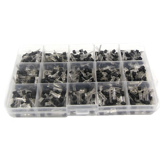 600 Pieces of TO-92 Transistors and Diodes. 15 Types, Each Type with 40 Pieces. 2N2222-S9018. a Total of 600 Pieces.