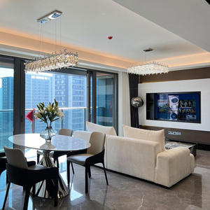 L39.4in di lusso in acciaio inox K9 lampadario di cristallo Villa soggiorno sala da pranzo lampada a sospensione americana lungo contro luce - Product Image 5