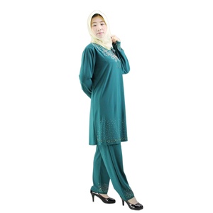 Salwar Kameez ชุดเดรสสองชิ้นผ้าโพลีเอสเตอร์ทรงหลวมแขนยาวปักลายสำหรับผู้หญิงสวมใส่ในชีวิตประจำวันสไตล์ตะวันออกกลาง - Product Image 1