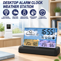 Station météo décorative en verre transparent 5112-2, baromètre pour la maison/le bureau, prévisions météo sur le bureau