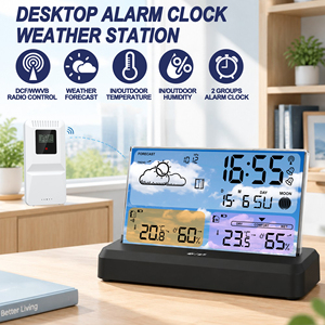 Station météo décorative en verre transparent 5112-2, baromètre pour la maison/le bureau, prévisions météo sur le bureau - Product Image 1