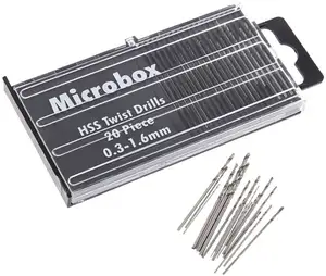 20 Buah Set Mata Bor Mikro Shank Mini 0.3-1.6Mm, Kit Bor Putar DIY, Alat Tangan Putar