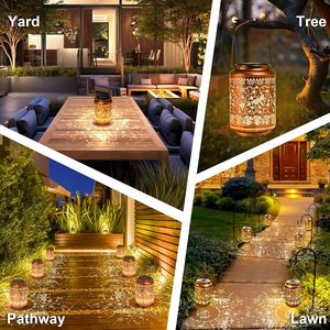 Luces Solares Impermeables de Hierro Reforzado en Oferta, Luces Colgantes con Diseño de Flor Hueca para Jardín, Patio, Calle y Árboles - Product Image 3