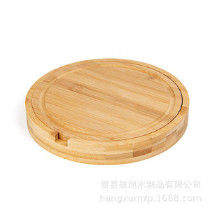 Hangxu Double Sided Round Wooden Cutting Board With <b>Knife</b> <b>Set</b> For <b>Cheese</b> Steak Western Food Home Kitchen Durable - Product Image 4