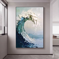 Vente en gros directe d'usine toile tridimensionnelle pure peinte à la main vague design de mode peinture murale à l'huile décor minimaliste