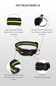 Grosir kerah anjing reflektif nilon dapat disesuaikan keselamatan malam kerah hewan peliharaan dengan gesper terpisah dan pilihan bel tersedia - Product Image 4
