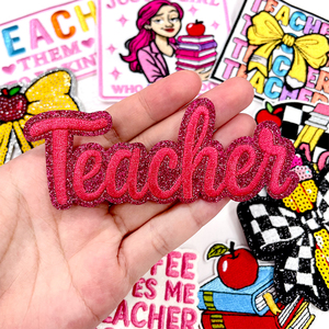 Set de Parches Brillantes para Maestros, Apliques Bordados Termoadhesivos con Diseños de Lápiz, Manzana, <span class=keywords><strong>Libro</strong></span> y Lazo, Parches de Espíritu Escolar para Chaquetas y Bolsos - Product Image 4