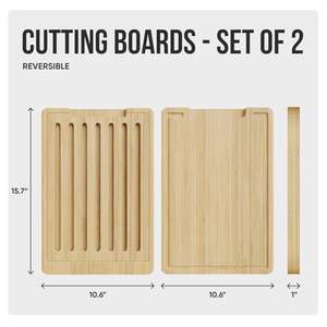 Planche à découper personnalisée en bois bambou <span class=keywords><strong>pain</strong></span> avec ramasse-miettes intégré - Product Image 4