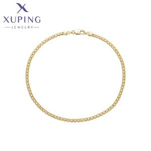 X000979200 Xuping Jewelry Tobilleras de cadena de <span class=keywords><strong>pie</strong></span> chapadas en oro de 14 quilates <span class=keywords><strong>Pulsera</strong></span> de mujer de enlace simple de moda - Product Image 1