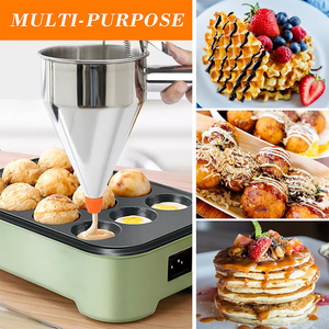 20/40 oz Stainless Steel Multi-Caliber Batter Funil Dispenser com Suporte destacável <span class=keywords><strong>Handle</strong></span> e Silicone Bico para Pancake - Product Image 6