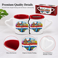 Ensemble cadeau de tasses à café en céramique personnalisables avec éléments de la ville du Paraguay, couple enlacé, tasse à lait en porcelaine