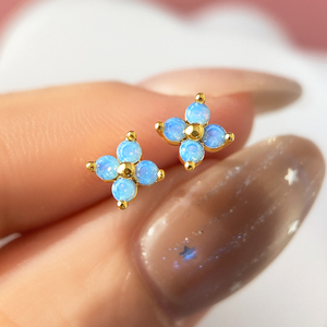 Cute Korean <b>Earrings</b> Custom Fashion Gold Plated Opal Zircon Flower <b>Earrings</b> for Women - Product Image 3