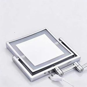 Espejo de Maquillaje LED con Luz, Sin Perforación, Montado en la Pared, Plegable, Retráctil, Aumento de Doble Cara, Espejo de Belleza para Baño - Product Image 2