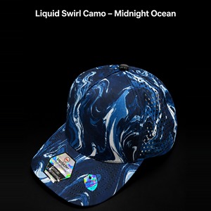 Gorra de Golf con Camuflaje Personalizado, Diseño de Remolino Líquido, Impresión Digital Impermeable, 5 Paneles, Perforaciones Láser, Transpirable, Visera Curva, para Hombre y Mujer - Product Image 1
