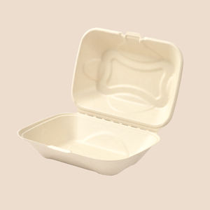 Caja de <span class=keywords><strong>comida</strong></span> <span class=keywords><strong>para</strong></span> llevar Clamshell personalizada de 8 pulgadas Cajas cónicas biodegradables de bagazo Clamshell - Product Image 4