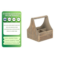 Porte-bouteilles à vin en bois effet chêne, 4 bouteilles, avec poignée, support à bouteilles en bois rustique pour bar et cuisine