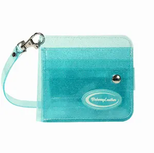 Ragazza Blingbling Clip Dei Soldi Della Carta Del Pvc Del Gel di Scintillio Collo Del Raccoglitore Trasparente Titolare Della Carta Pieghevole Chiaro Della Tasca Della Borsa E Portafoglio