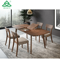 Ensemble de table à manger extensible en bois de teck massif avec ensemble de chaises pour restaurant, appartement et villa