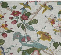 Tissu de canapé en lin 100% polyester pour housses de coussin, nappes et impression de motifs floraux et d'oiseaux
