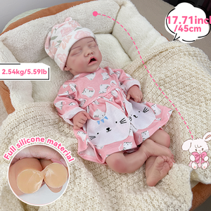 Muñeca <span class=keywords><strong>Reborn</strong></span> Realista <span class=keywords><strong>Tipo</strong></span> B Suave de 18 Pulgadas 45 Cm de Silicona Sólida Completa con Ojos Cerrados para Niños Pequeños Juguete para Coleccionista <span class=keywords><strong>Reborn</strong></span> - Product Image 5
