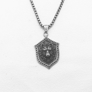 Yunnique – collier avec pendentif tête de loup pour hommes, en acier titane, bijoux de fête, Style Hip Hop - Product Image 1
