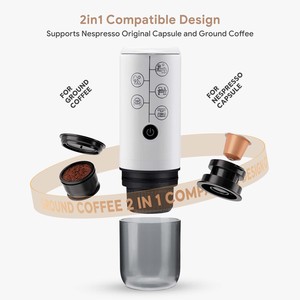 เครื่องชงกาแฟพกพา เอสเพรสโซ 17 บาร์ ชาร์จผ่าน USB แบบสองห้อง ใช้ได้ทั้งแคปซูลและกาแฟบด แบตเตอรี่ 2600mAh เหมาะสำหรับแคมป์ปิ้งและในรถยนต์ - Product Image 2
