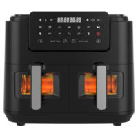Freidora de Aire Anbolife de 12L con Doble Cesta, 2400W, Doble Zona, Pantalla Táctil Digital, Sin Aceite, 12 Ajustes Preestablecidos, Smart Finish Match Cook