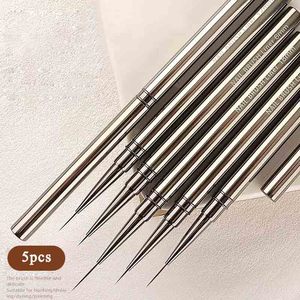 Pinceau à ongles en gel synthétique à poils ovales ondulés, manche métallique, stylo de dessin multicolore, pinceaux de manucure pour peinture acrylique - Product Image 3